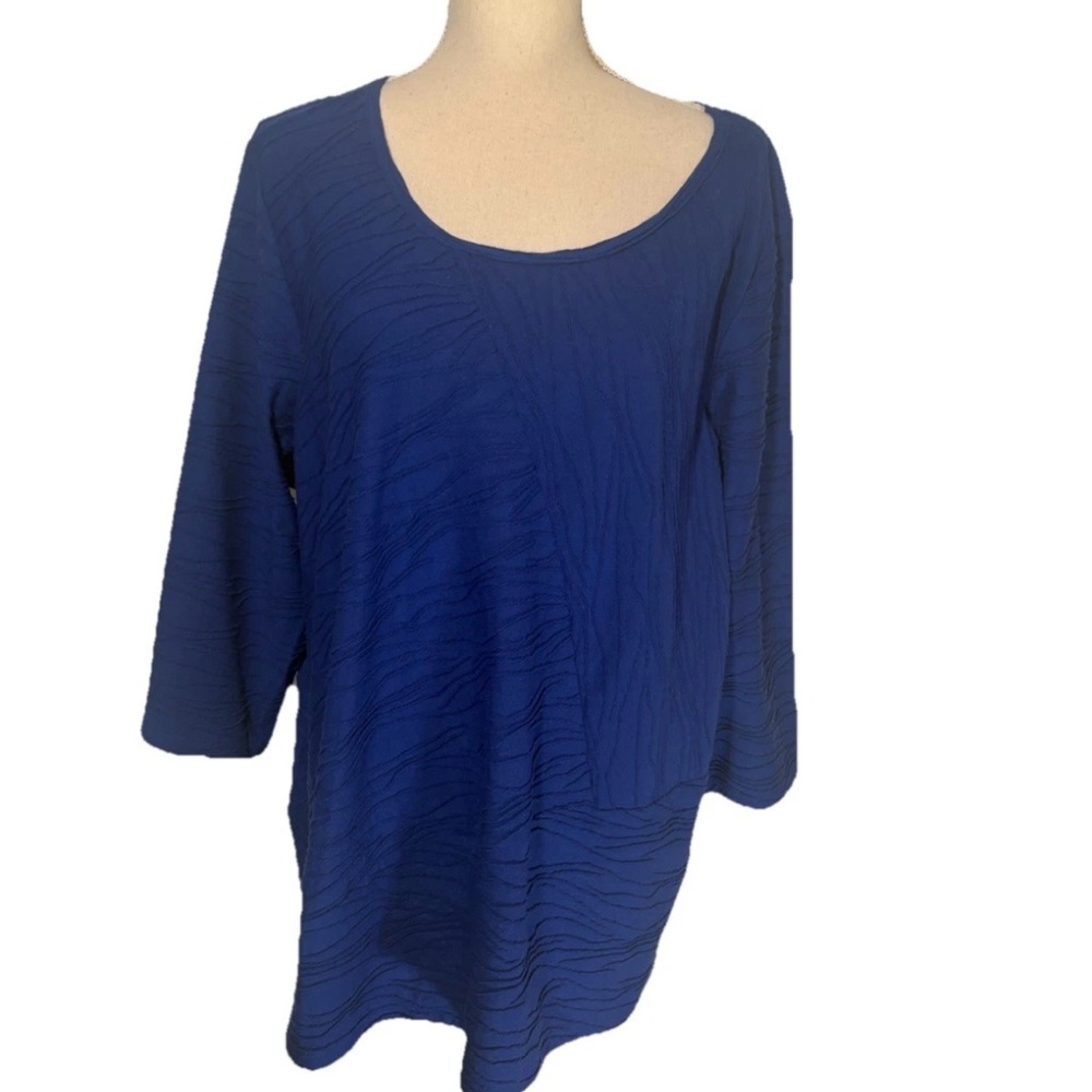 Women's plus size 2x royal blue textured top Kim Roger no iron shirt wash & wear